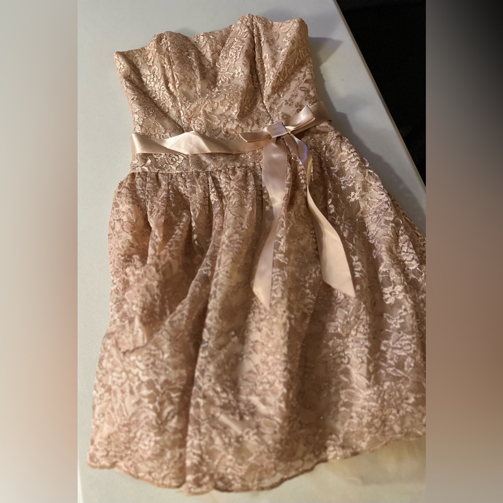 Sequin and lace gold dress